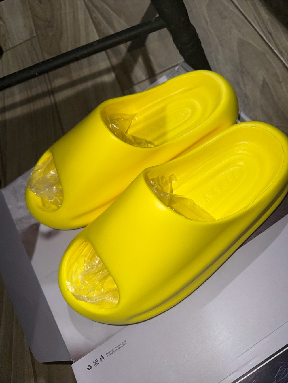 men’s  Bright Yellow Slip-On Slide Sandals